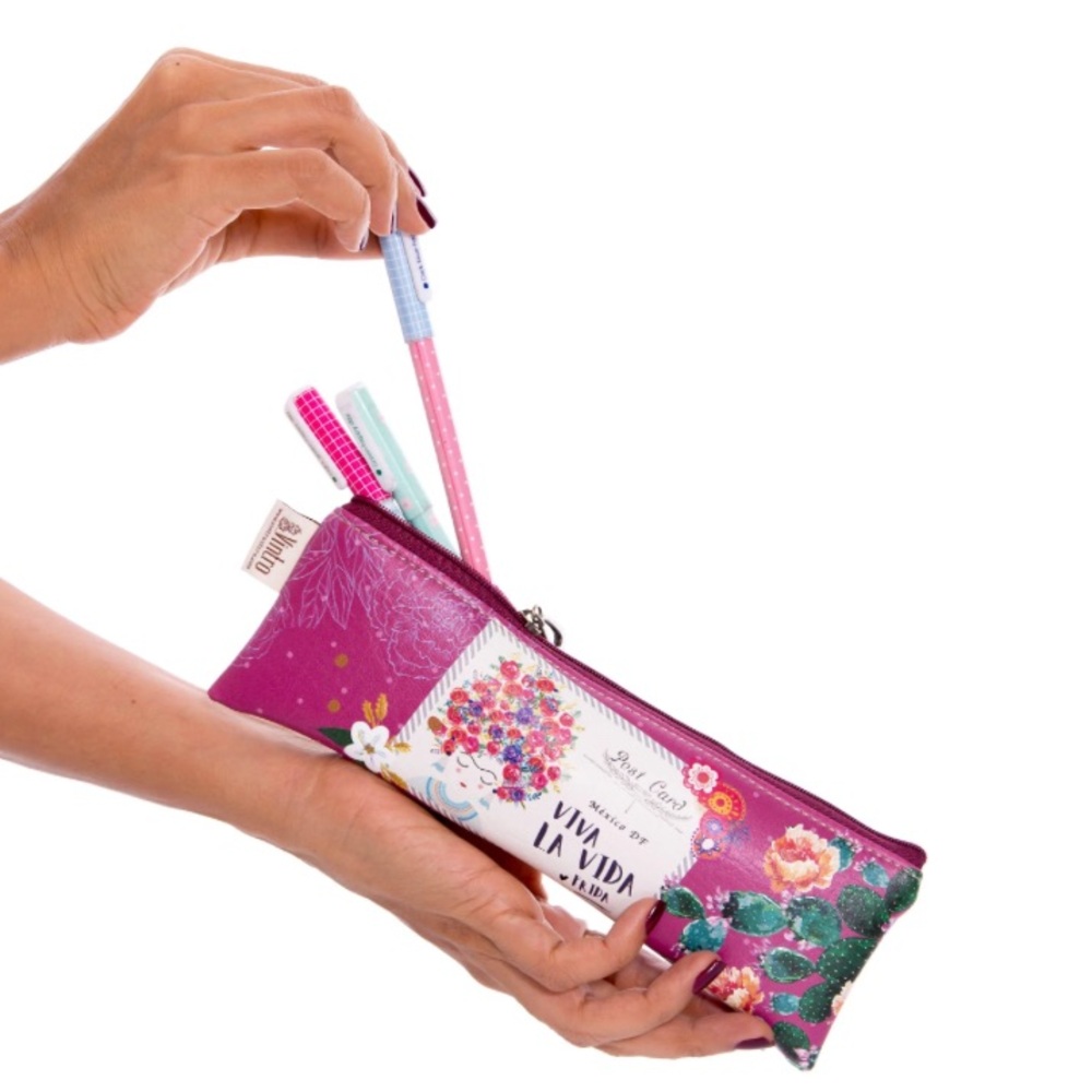 Vibrant Pink Floral Pencil Case